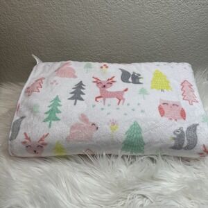 $19 🌙 Cloud Island Pink Deer Owl Baby Blanket Woodland Animals Squirrel